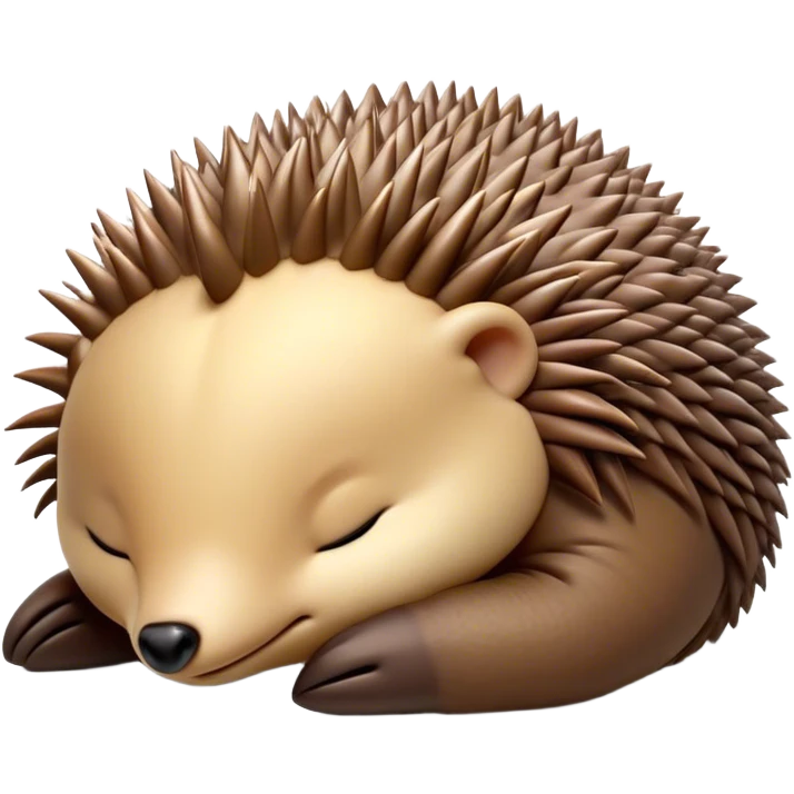Meme-Worthy Cute Sleeping Echidna Portrait Emoji, Head resting peacefully with a contented smile, showcasing a delightfully compact build and a luxuriously soft spiky fur, eyes shut in a serene, restful nap, Simplified yet hilariously adorable features, highly detailed, glowing with a soft, drowsy light, high shine, relaxed and utterly lovable, stylized with an air of playful laziness, bright and heartwarming, soft glowing outline, capturing the essence of a comically sleepy echidna, so meme‐worthy it feels like it could instantly become the next viral sensation of adorable slumber! emoji