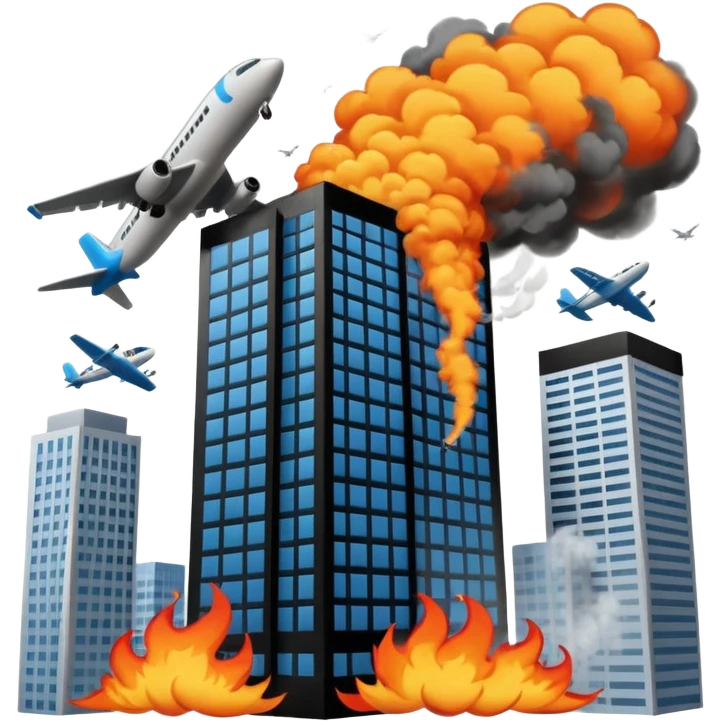 Okula çarpan uçak emoji