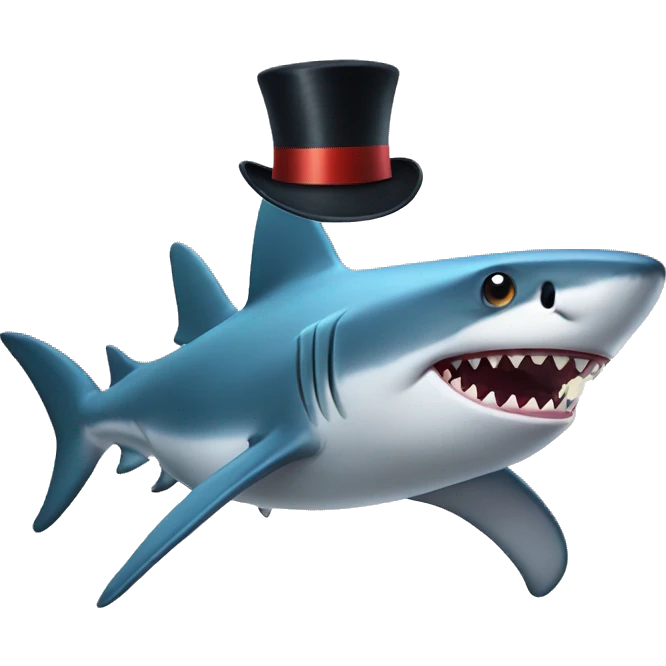 Shark with a top hat emoji
