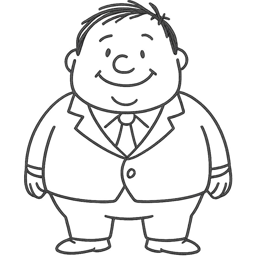 A chubby funny person in a formal suit emoji