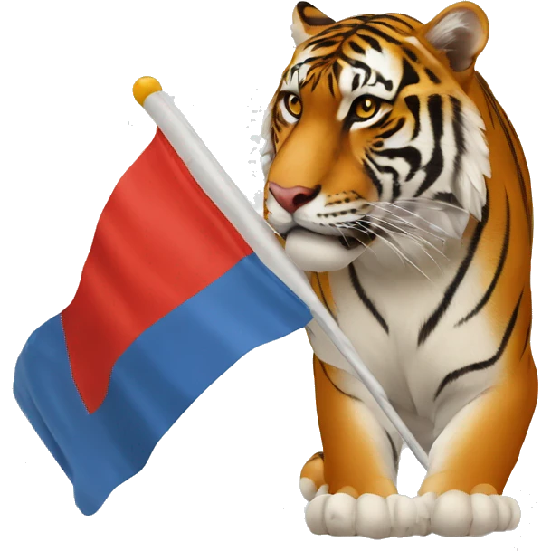 Drapeau rouge avec un tigre comme le Drapeau des tamoul emoji