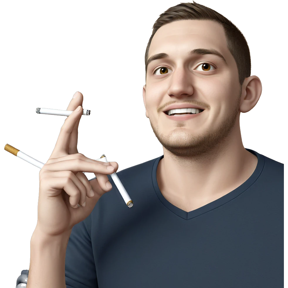 smiling man with cigarette emoji