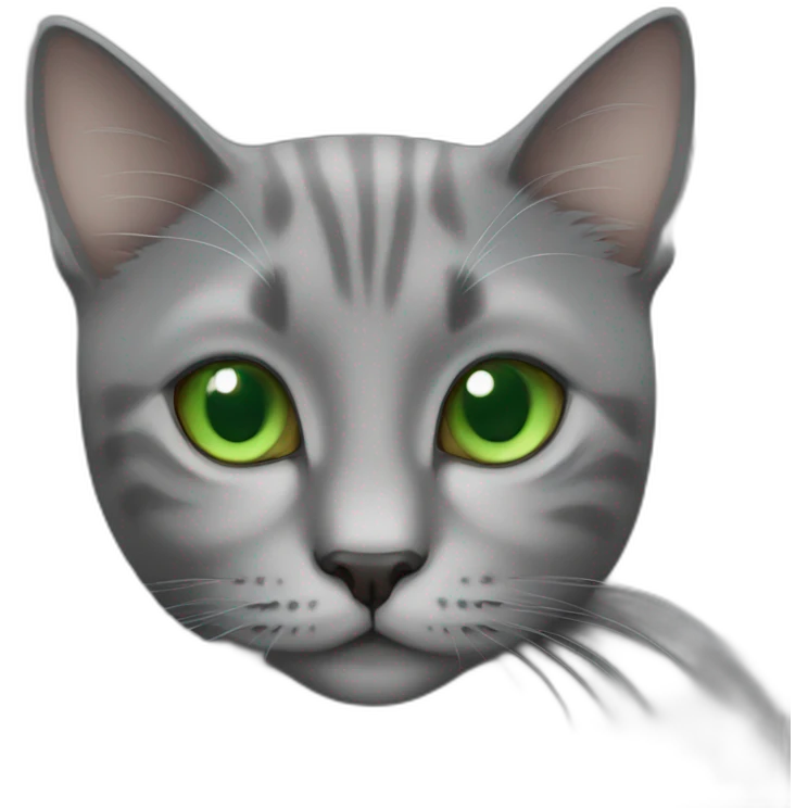 Grey cat green eyes emoji
