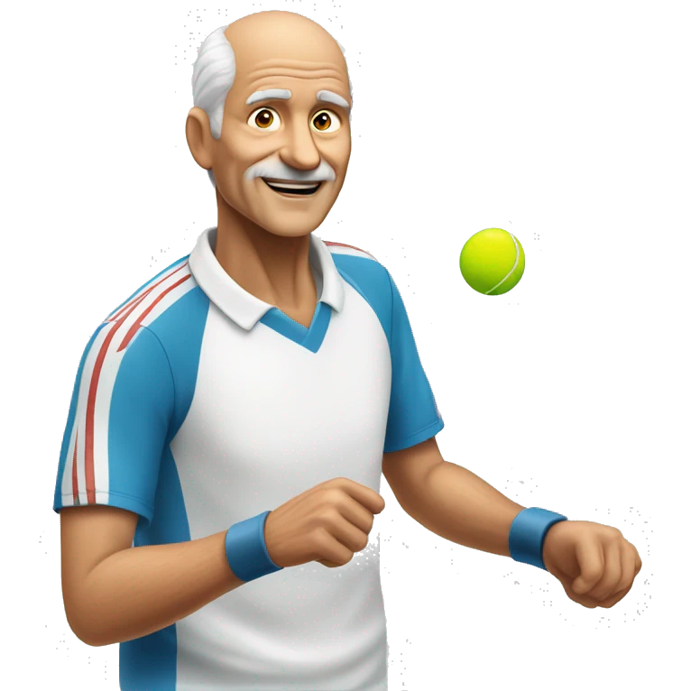 65 year old man playing tennis balding white emoji