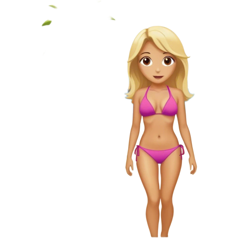 Luxury blonde model, brown eyes, honeymoon beach emoji