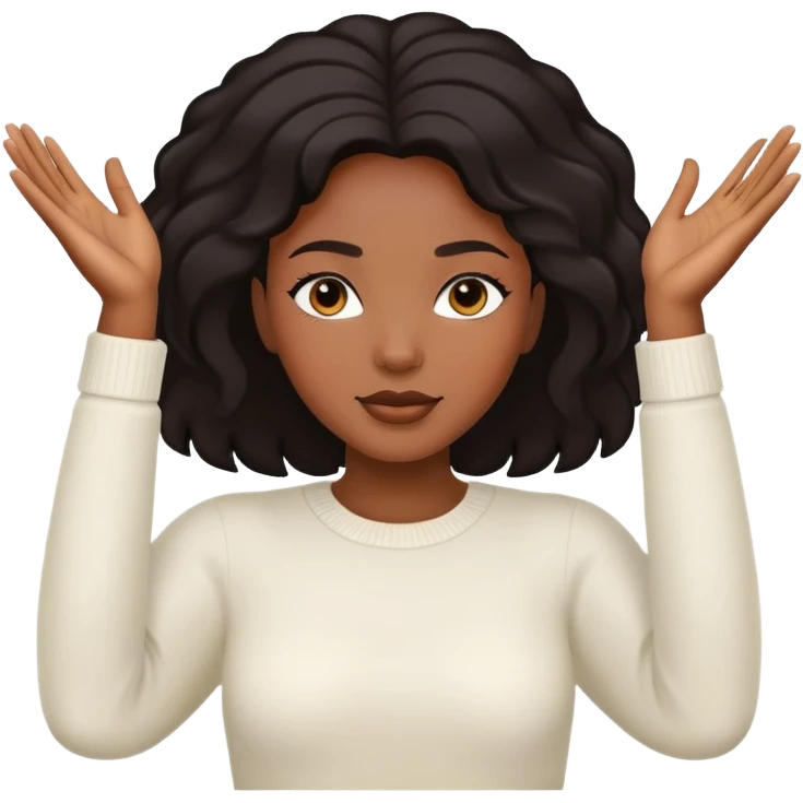 black woman with spreading hands emoji