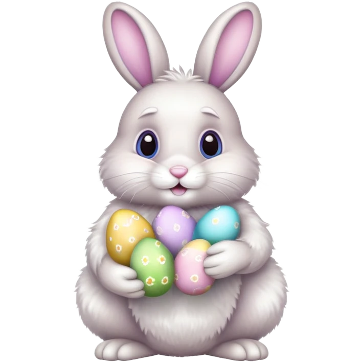 Easter bunny with colorful eggs emoji