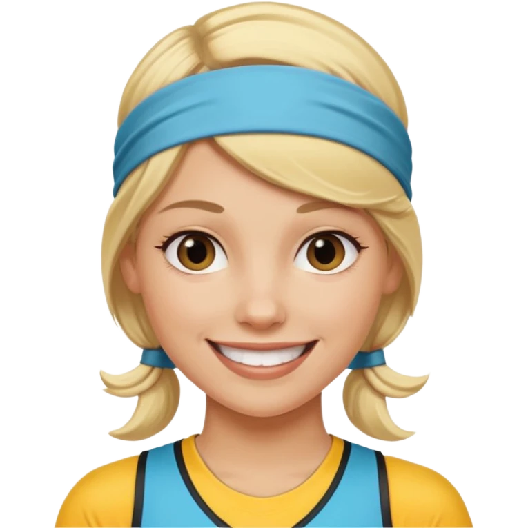 blonde female athelete with headband emoji