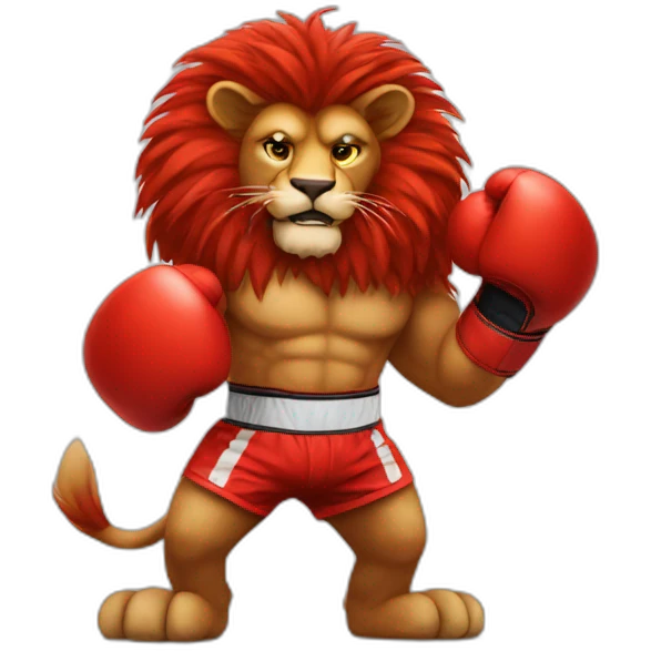 Red fur lion wearing boxing gloves  emoji