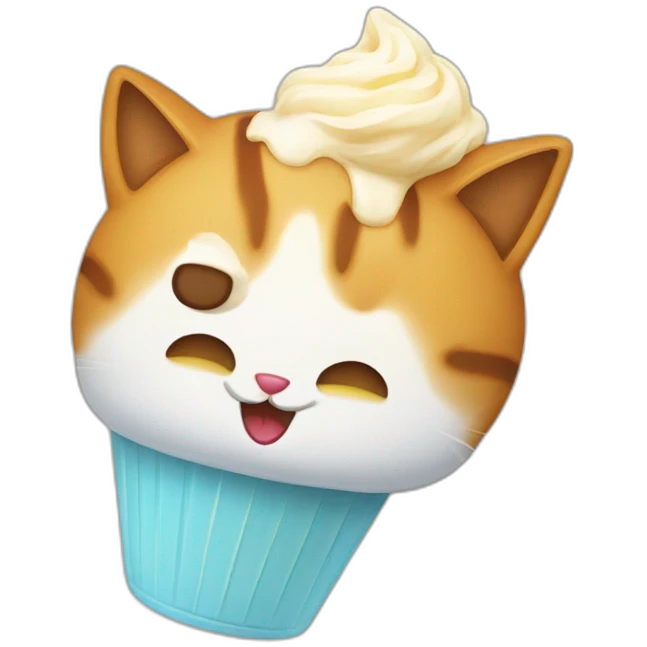 un chat qui mange une glace emoji