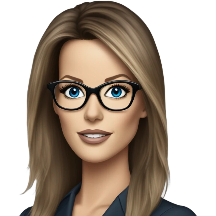 Hyper Realistic photo Kate Beckinsale blue eyes wearing glasses in a business meeting high fashion  emoji
