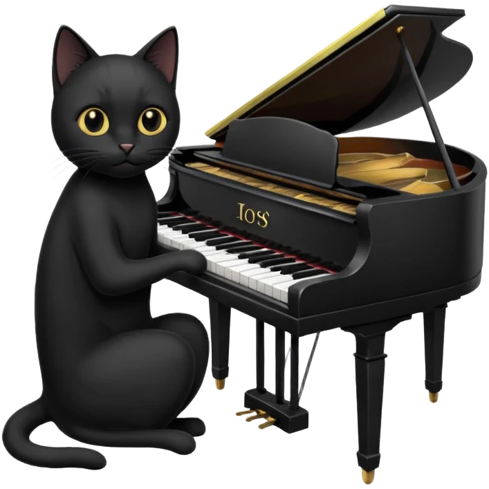 chat de couleur noir  qui joue du piano emoji