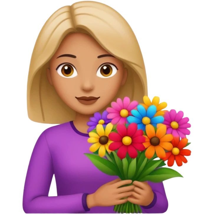 woman with big bouquet of flowers emoji