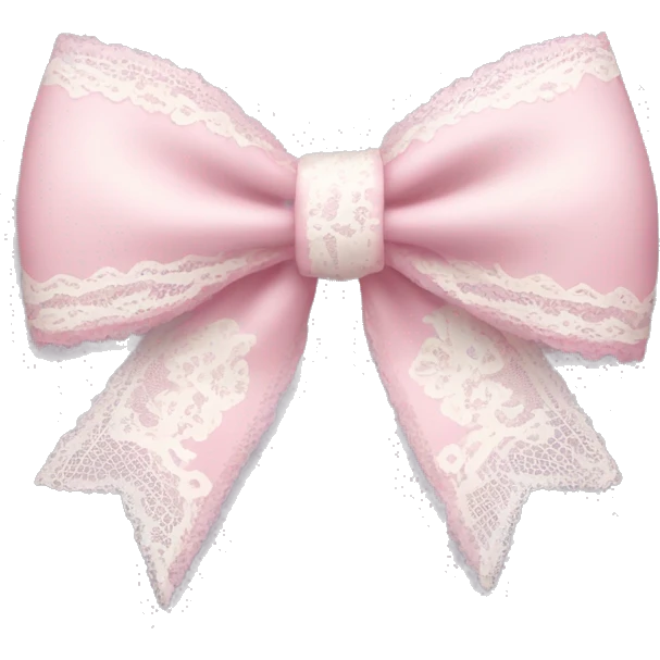 light pink bow with white lace on edges  emoji