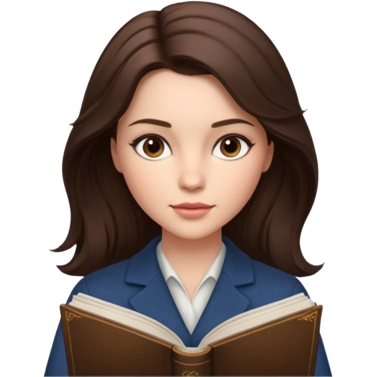 Cinematic Realistic Journal Portrait, depicted with lifelike skin texture, subtle rosy undertones, and soft natural lighting that enhances the gentle contours of her face. Her intricately detailed brunette hair is elegantly styled , emoji