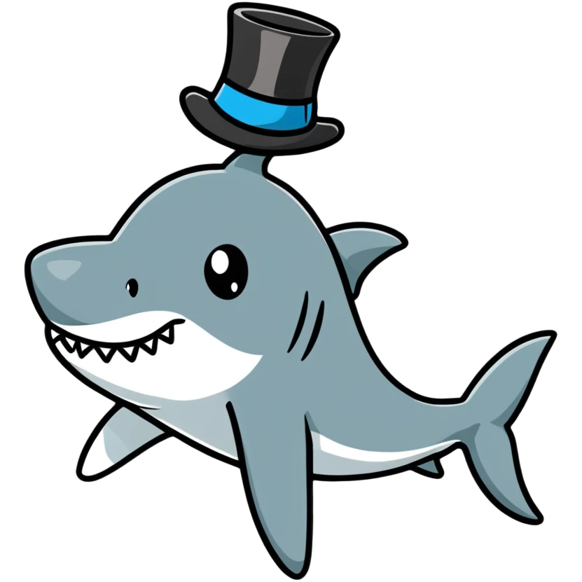 Shark with a top hat emoji