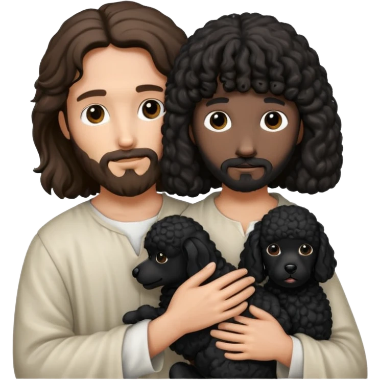 Jesus holding a black poodle  emoji