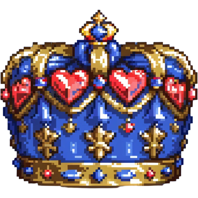 A royal blue king's crown with gold trim and red gems emoji
