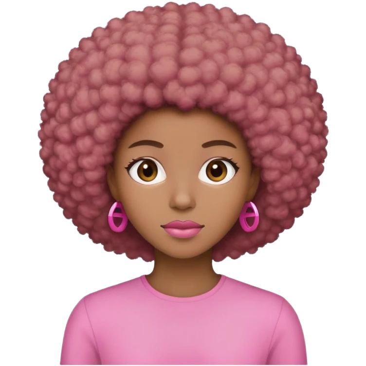Brown Afro hair wearing pink  emoji