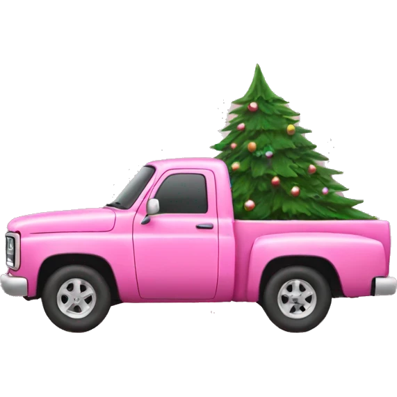Pink pickup with Christmas tree  emoji