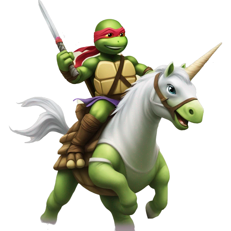 ninja turtle riding a unicorn emoji
