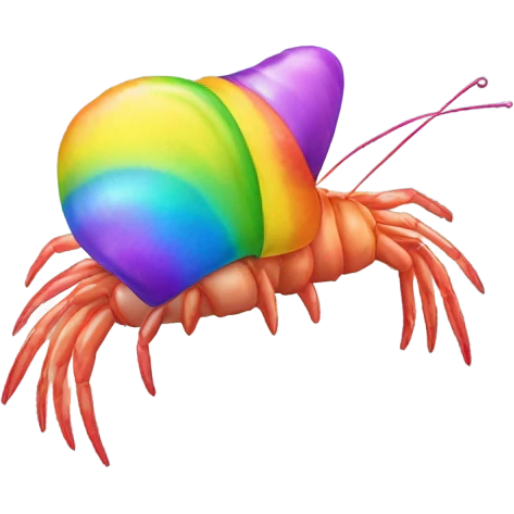 Rainbow shrimp with a party hat emoji
