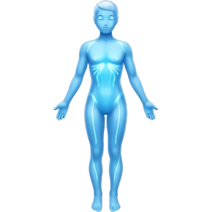 body silhouette with shining lines around emoji