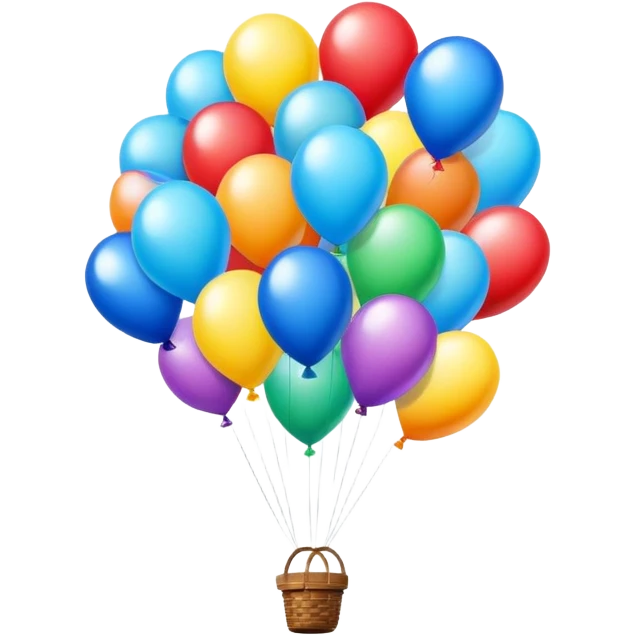 Colorful balloons floating upward in the blue sky emoji