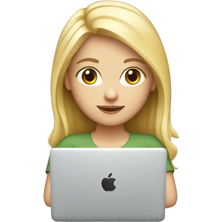 Blond white girl working on MacBook  emoji