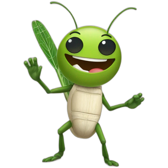 a cricket saying "Hi" emoji