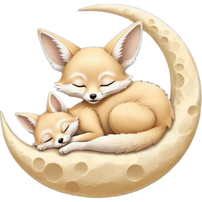 fennec sleeping on a moon sickle  emoji