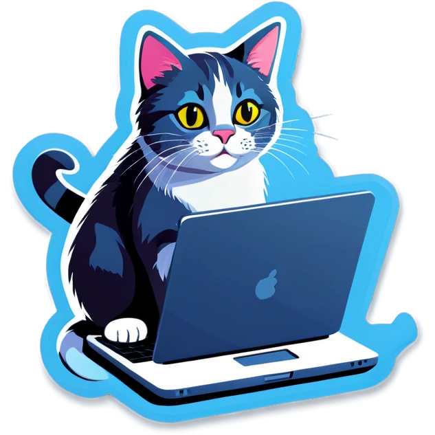 Cat sitting on laptop emoji