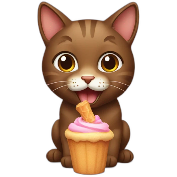 sweet brown cat eating a treat emoji