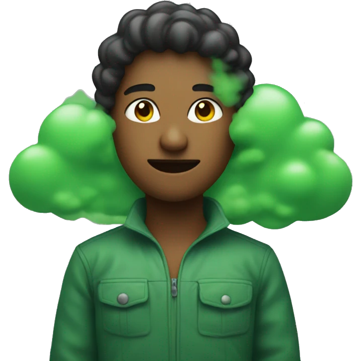 Person with green cloud around their waist emoji