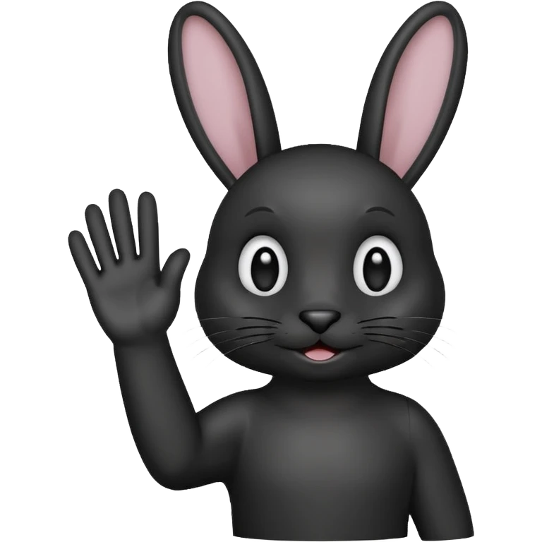 Emoji tete de Lapin noire qui fait bonjour de la main  emoji
