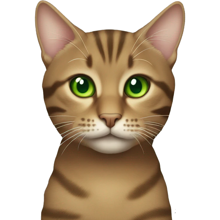 tabby cat with a darker brown coloring with green eyes emoji