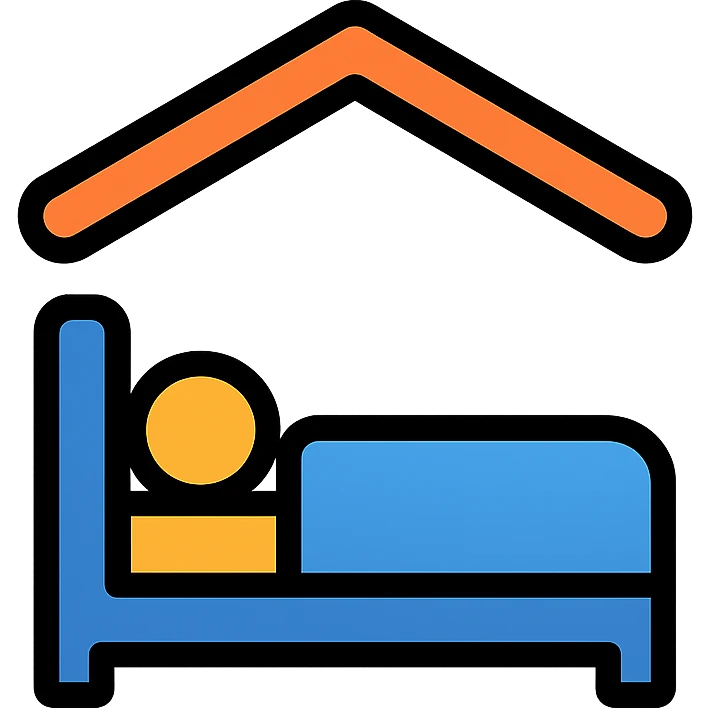 colored icon of a bed with a roof representing lodging emoji