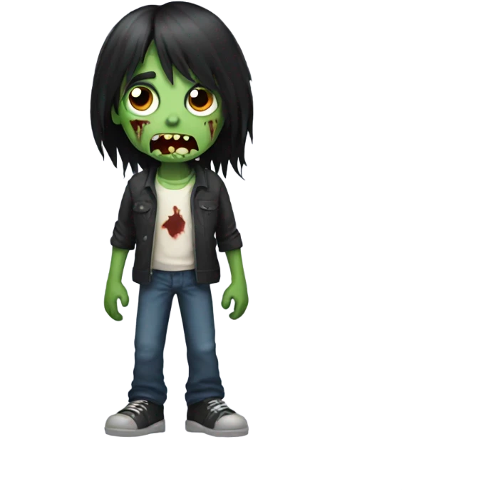 boy zombie with black long hair emoji