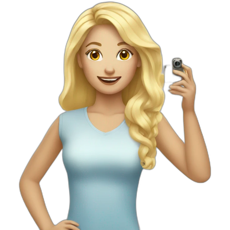 Blonde woman taking a selfie emoji