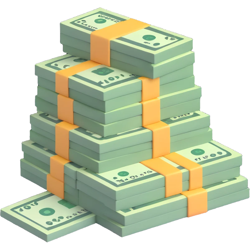 stack of dollar bills, US currency emoji