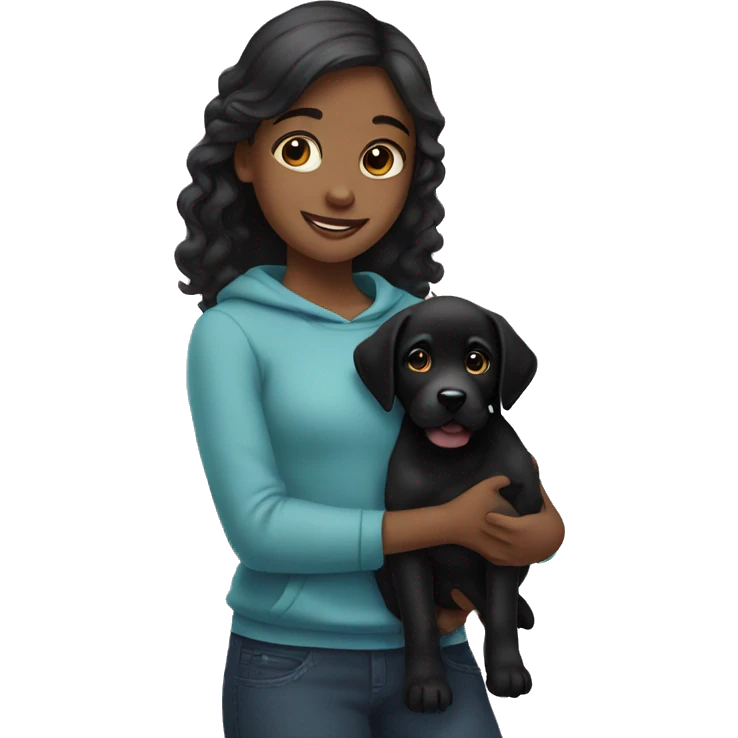 girl holding black lab puppy emoji