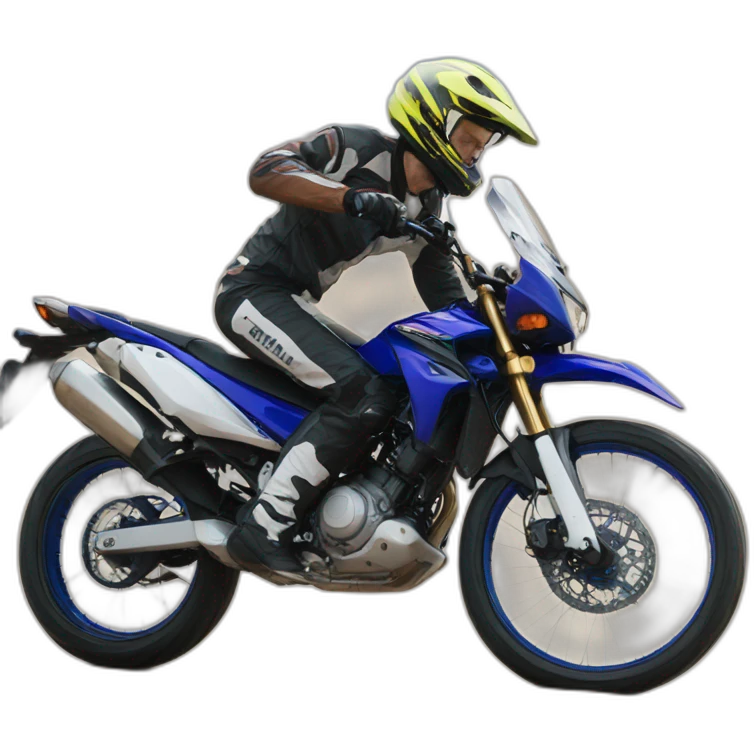 Man make wheelie with yamaha cross bike emoji