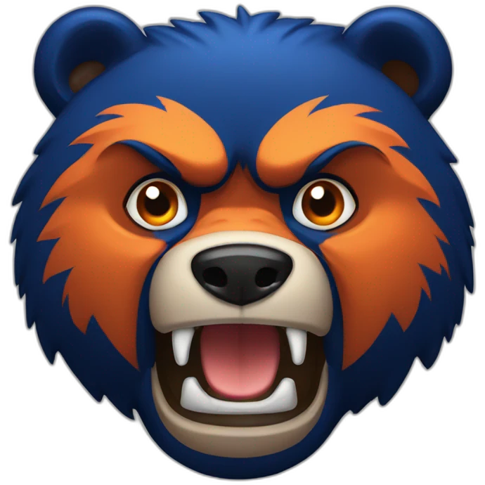 Dark Blue and Orange angry bear emoji