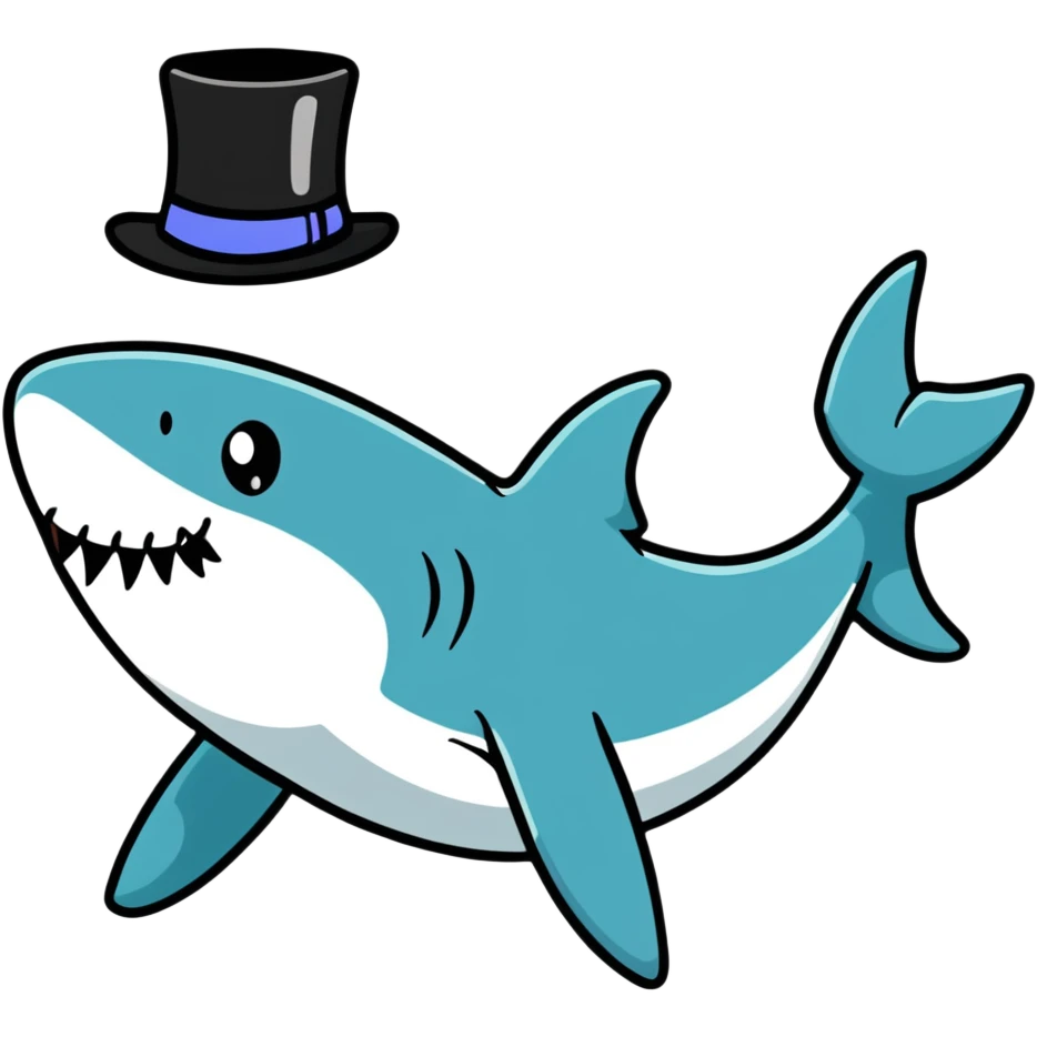 Shark with a top hat emoji
