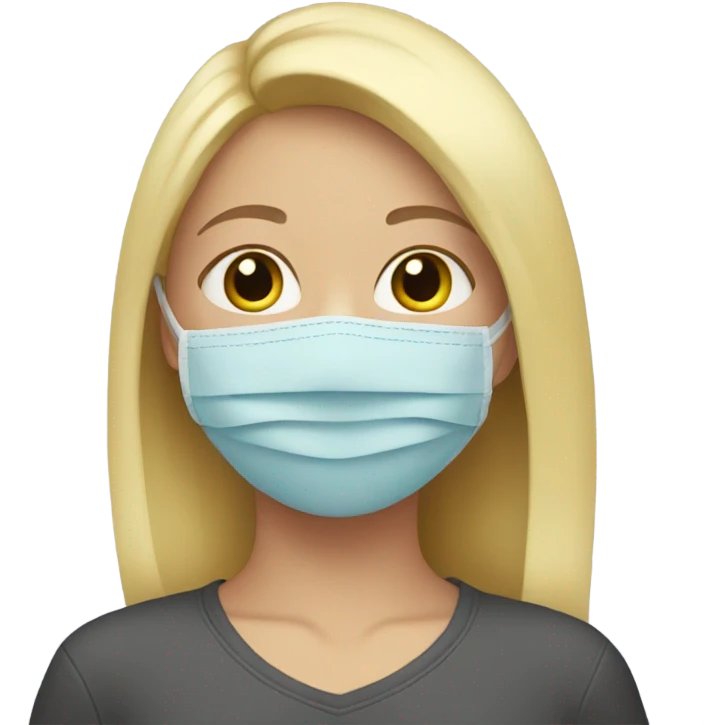 Blond girl with face mask emoji