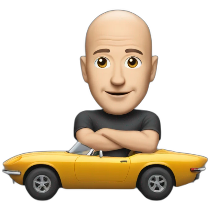 Jeff bezos with a car emoji