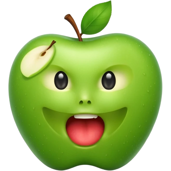 green apple with a bite taken out of it, looking fresh and slightly sour emoji