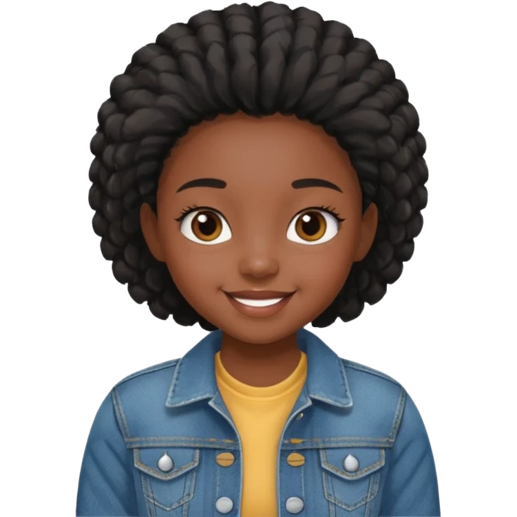 Cite black girl kid with  long cute eye lashes with jean jacket emoji
