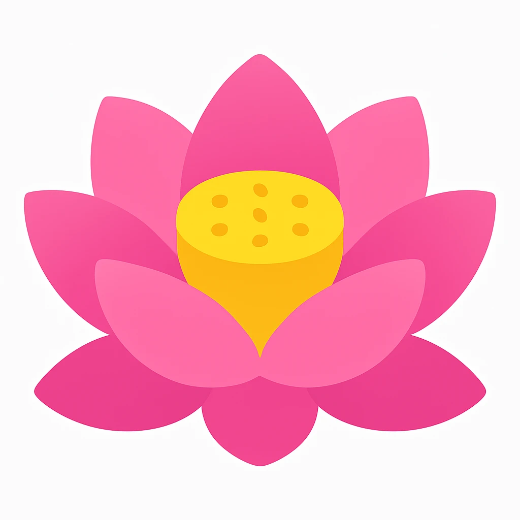 Simplify the pink lotus flower by reducing the number of petals, in a style resembling emoji style with simple shapes and colors. emoji