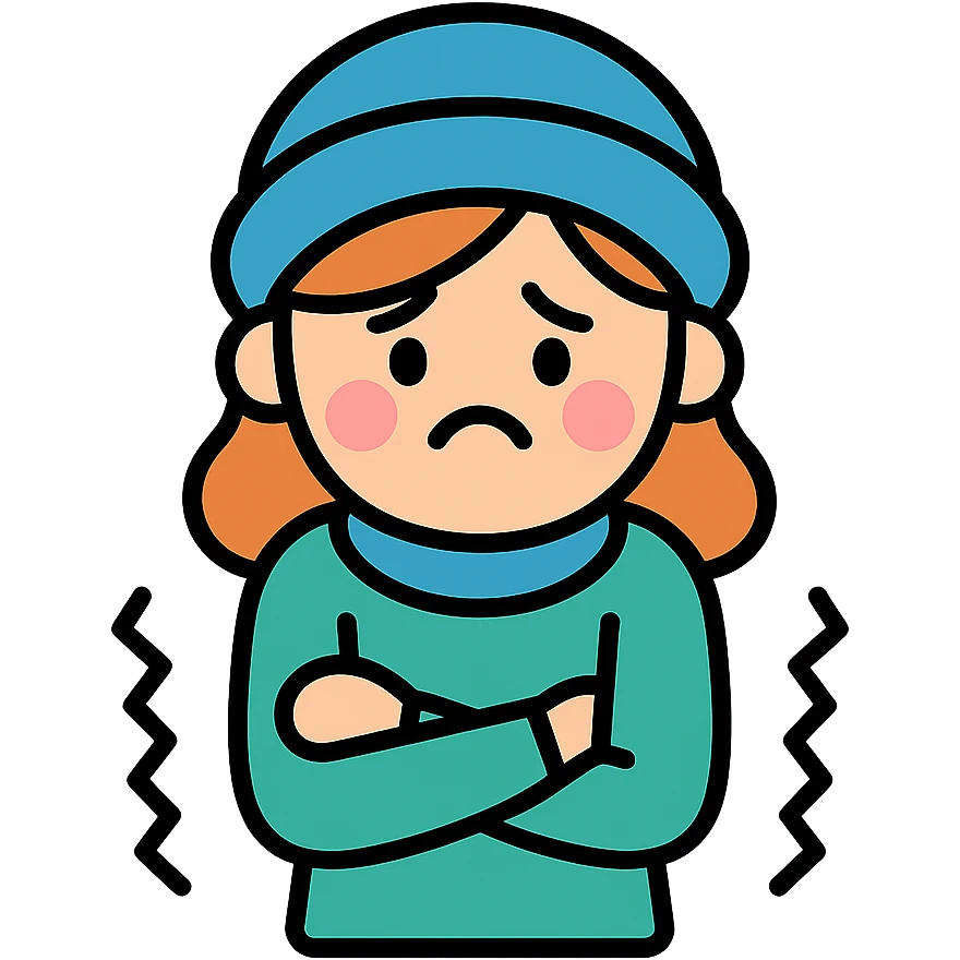 girl feeling cold, color outline style emoji